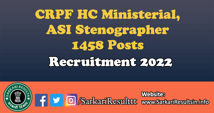 CRPF HC Ministerial and ASI Steno Exam Date 2023